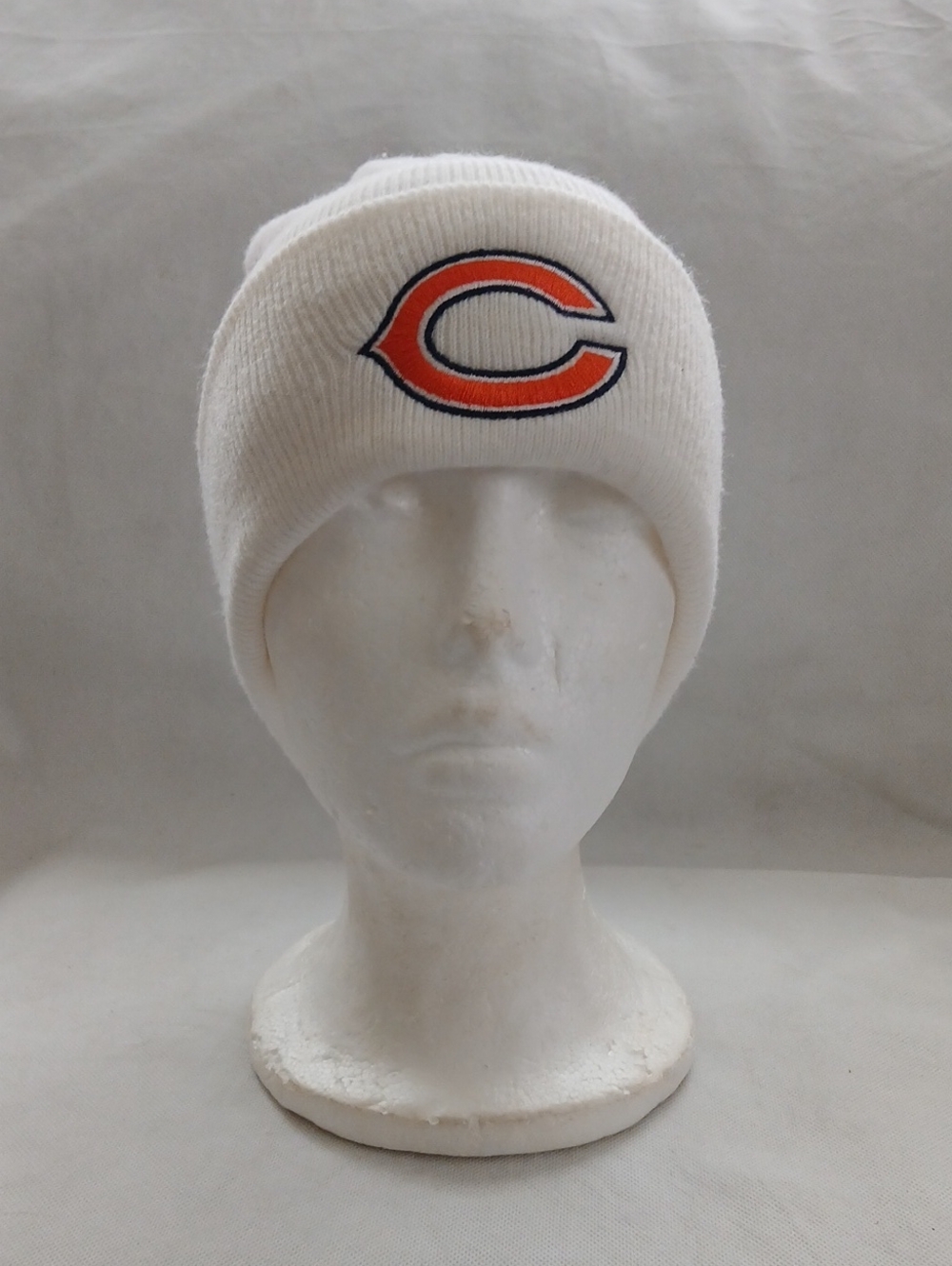 NFL Chicago Bears White Knit Cuffed Beanie Hat Football Orange Logo Reebok Korea